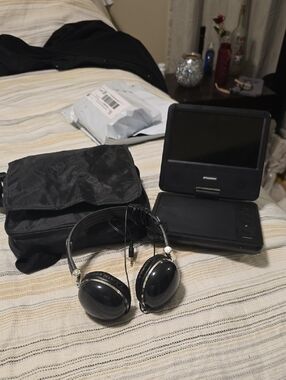 Portable Black Portable DVD Player with Headphones